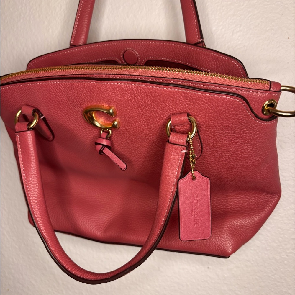 Coach Small Dome Satchel 79946 Rose Pebbled Leather Gold C Charm